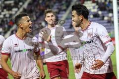 3. Liga; Erzgebirge Aue - FC Ingolstadt 04; Tor Jubel Treffer Fredrik Carlsen (8, FCI) Marcel Costly (22, FCI)