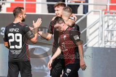 3. Liga; FC Ingolstadt 04 - SSV Ulm 1846; Tor Jubel Treffer 4:0 Julian Kügel (31, FCI) mit Mladen Cvjetinovic (19, FCI) David Kopacz (29, FCI) Felix Keidel (43, FCI)