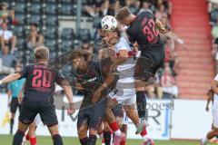 3. Liga - Saison 2025/26 - VFB Stuttgart II - FC Ingolstadt 04  - Christopher Olivier (Nr.24 - VFB Stuttgart II) - Simon Lorenz (Nr.32 - FC Ingolstadt 04) - Yann Sturm (Nr.7 - FC Ingolstadt 04) - Foto: Meyer Jürgen