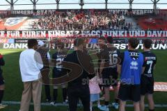 3. Liga - Saison 2024/25 - FC Ingolstadt 04 - SV Wehen Wiesbaden - Das Spiel ist aus - Banner - Choreo - Foto: Meyer Jürgen