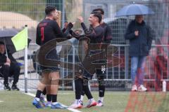 *** Bayernliga Nord - Saison 2025/26 - *** FC Ingolstadt 04 II - SC Eltersdorf - Der 1:0 Führungstreffer durch Ognjen Draculic (Nr.9 - FC Ingolstadt II) - jubel - Foto: Meyer Jürgen