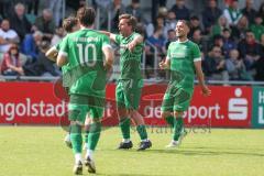 Relegation - Bezirksliga - Saison 2024/25 - FC Gerolfing - Tus Raubling - Der 2:2 Ausgleichstreffer durch David Simm grün Gerolfing - jubel  - - Foto: Meyer Jürgen