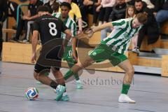 Lotto Bayern Hallencup - Lindenkreuzhalle Saison 2024/25 - DJK München -  SV Manching - Daniel Schweiger grün Manching - Samet Bastürk schwarz München - Foto: Meyer Jürgen