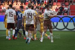 3. Liga - Saison 2026/27 - FC Ingolstadt 04 - Alemannia Aachen - Jonas Oehmichen (Nr.44 - Alemannia Aachen) wird gefoult von Elias Decker (Nr.4 - FCI) - rote Karte für Elias Decker (Nr.4 - FCI) - XXXXX - Foto: Meyer Jürgen