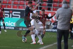 3. Liga - Saison 2024/25 - FC Ingolstadt 04 - 1. FC Saarbrücken - Sebastian Gronning (Nr.11 - FCI) - Benjamin Kanuric (Nr.8 - FCI) - Foto: Meyer Jürgen