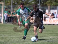 Relegation - Saison 2025/26 - SV Karlskron - FC Geisenfeld - Stefan Schmailzl grün Geisenfeld - Paul Dorschner schwarz Karlskron  - Foto: Meyer Jürgen