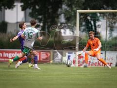 Landesliga - Freundschaftsspiel - Saison 2026/27 - SV Manching - TSV Karteth-Lappersdorf - Kevin Csatari (Nr.15 - SV Manching) - Peter Sebastian TW Kareth-Lappersdorf - Hofner Stefan lila Kareth - Lappersdorf - Foto: Meyer Jürgen