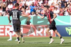 DFB-Pokal; FC Ingolstadt 04 - 1. FC Kaiserslautern; Tor Jubel Treffer Anschlusstreffer 1:2, Ryan Malone (16, FCI) mit Sebastian Grönning (11, FCI)