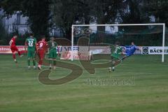 Landesliga - Saison 2024/25 - SV Manching - FSV Pfaffenhofen -  Der 0:2 Führungstreffer durch per Elfmeter durch Michael Senger rot Pfaffenhofen - jubel - Obermeier Thomas Torwart Manching - XXXXX - Foto: Meyer Jürgen