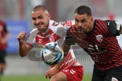 Toto-Pokal - Saison 2023/2024 - FC Ingolstadt 04 - Jahn Regensburg - Pascal Testroet (Nr.37 - FCI) - Andreas Geipl (Nr.8 - Regensburg) - Foto: Meyer Jürgen