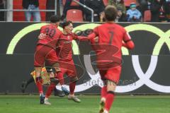 3. Liga; FC Ingolstadt 04 - TSV 1860 München; Tor Jubel Treffer 1:0 Dennis Kaygin (10, FCI) Ognjen Drakulic (30, FCI) Yann Sturm (7, FCI)