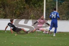 Bezirksliga - Saison 2025/26 - TSV Ober./Unterhaunstadt -  TSV Gaimersheim - Nico von Swiontek Brzezinski (Nr.17 - TSV Gaimersheim) - Ali Cakmakci Torwart Ober/Unterhstadt - Foto: Meyer Jürgen