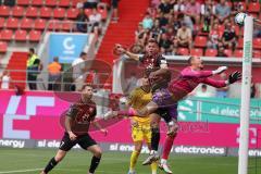 3.Liga - Saison 2023/2024 - FC Ingolstadt 04 -  1. FC Saarbrücken - Simon  Lorenz (Nr.32 - FCI) - Torwart Tim Paterok (Nr.30 - Saarbrücken) - Foto: Meyer Jürgen