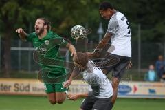 Landesliga - Saison 2026/27 - SV Manching - SC Cosmos Aystetten - Daniel Schweiger (Nr.11 - SV Manching) - Marksteiner Raphael weis Aystetten  - Schäfer Edward weis Aystetten  - Foto: Meyer Jürgen