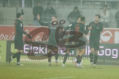 3. Liga; SSV Jahn Regensburg - FC Ingolstadt 04; Tor Jubel Treffer 0:2 Julian Kügel (29, FCI) Marcel Costly (22, FCI) Simon Lorenz (32, FCI) Georgios Antzoulas (6, FCI)