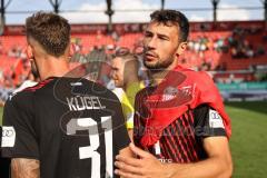 3. Liga; FC Ingolstadt 04 - SSV Ulm 1846; Sieg Jubel Freude Spieler bedanken sich bei den Fans Lukas Fröde (34, FCI) Julian Kügel (31, FCI)