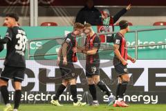 3. Liga; FC Ingolstadt 04 - VfL Osnabrück; Tor Jubel Treffer 2:0 Sebastian Grönning (11, FCI) mit Mladen Cvjetinovic (19, FCI) Marcel Costly (22, FCI)