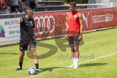 3. Liga; FC Ingolstadt 04 - Trainingslager, Allgäu, Cheftrainer Michael Köllner (FCI) Marcel Costly (22, FCI)