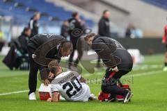 3. Liga; Hannover 96 II - FC Ingolstadt 04; verletzt am Boden Yannick Deichmann (20, FCI)