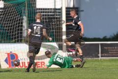 Landesliga - Saison 2024/25 - SV Manching - TSV Schwabmünchen - Der 0:1 Führungstreffer durch Aschner Maximilian #23 schwarz Schwabmünchen
 - jubel - Ralf Schröder (Nr.21 - SV Manching) - Foto: Meyer Jürgen