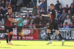 3.Liga - Saison 2023/2024 - SC Verl - FC Ingolstadt 04 - Der 2:1 Anschlusstreffer durch Benjamin Kanuric (Nr.8 - FCI) - jubel - Felix Keidel (Nr.43 - FCI) -  - Foto: Meyer Jürgen