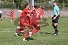 Bayernliga Nord - Saison 2023/2024 - FC Ingolstadt 04 - FC Coburg - Deer 1:0 Führungstreffer durch Leon Nuhanovic rot FCI - jubel - Foto: Meyer Jürgen