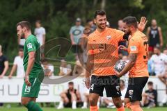 Toto-Pokal; SV Manching - FC Ingolstadt 04; Tor Jubel Treffer Pascal Testroet (37, FCI) mit Lukas Fröde (34, FCI) Marcel Posselt (SVM)