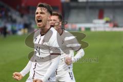 3. Liga; SV Wehen Wiesbaden - FC Ingolstadt 04; Elfmeter Sebastian Grönning (11, FCI) Tor Jubel Treffer Max Besuschkow (17, FCI) schreit