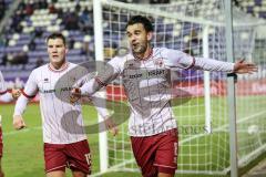 3. Liga; Erzgebirge Aue - FC Ingolstadt 04; Tor Jubel Treffer Fredrik Carlsen (8, FCI) 0:1 Jonas Scholz (15, FCI)