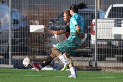 2. Bundesliga Frauen - Saison 2025/26 - FC Ingolstadt 04 Frauen - VFR SW Warbeyen  - Leonie Haberäcker (Nr.27 - FC Ingolstadt Frauen I) - Gouriye Ebla grün Warbeyen - Foto: Meyer Jürgen
