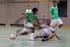 Hallenturnier Ingolstadt Nord - Saison 2024/25 - MBB SG MAnching - FC Fatih Ingolstadt  - Faniel Brhane grün Fatih - Batuhan Pehlül weisss Manching - Foto: Meyer Jürgen