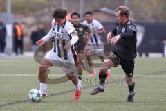 Bayernliga Nord - Saison 2026/27 - FC Ingolstadt 04 II - SV Fortuna Regensburg - Maximilian Wagner weiss FCI - Julian Ziegler dunkel Regensburg -  Foto: Meyer Jürgen