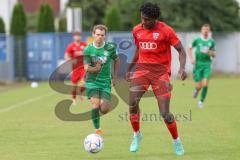 Bayernliga Nord - Saison 2023/2024 - FC Ingolstadt 04 - VFB Eichstätt - Michael Udebuluzor (Nr.24 - FCI U21) - Zimmermann Johannis #6 grün Eichstätt - Foto: Meyer Jürgen