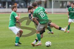 Bezirksliga - Saison 2024/25 -  Ugur Genc (Nr.77 - FC Fatih) - Armin Bortenschlager (Nr.18 - FC Gerolfing) - Foto: Meyer Jürgen