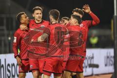 3. Liga; SSV Ulm - FC Ingolstadt 04; Tor Jubel Treffer 0:1 Julian Kügel (29, FCI) Marcel Costly (22, FCI) Linus Rosenlöcher (19, FCI) Emre Gül (5, FCI) Dennis Kaygin (10, FCI) Gustav Christensen (24, FCI)