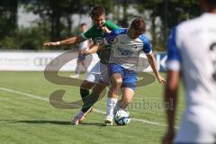 Bezirksliga - Saison 2024/25 - FC Gerolfing - TSV Rohrbach - Maximilian Merkl weiss Rohrbach  - Julien Bajer (Nr.14 - FC Gerolfing) - Foto: Meyer Jürgen