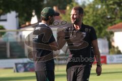 Testspiel - Saison 2025/26 - SV Manching - TSV Gaimersheim - Cheftrainer Manfred Kroll (TSV Gaimersheim) - Cheftrainer Cüneyt Köz (SV Manching) - Foto: Meyer Jürgen