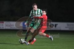 Landesliga - Saison 2025/26 - SV Manching - TSV Hollenbach - Dzenis Seferovic (Nr.6 - SV Manching) - Zeyer Maximilian rot Hollenbach - Foto: Meyer Jürgen