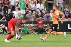 Toto-Pokal; SV Manching - FC Ingolstadt 04; Torchance kommt zu spät, Yannick Deichmann (20, FCI) Torwart Thomas Obermeier (1 SVM)