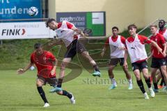 3. Liga; FC Ingolstadt 04 - Trainingslager, Allgäu, Arian Llugiqi (25, FCI) Kopfball, Lukas Fröde (34, FCI)