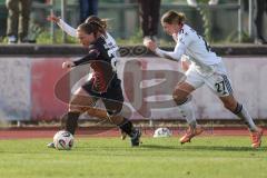 2. Bundesliga Frauen - Saison 2025/26 - FC Ingolstadt 04 Frauen - Eintracht Frankfurt II - Stefanie Reischmann (Nr.24 - FC Ingolstadt Frauen I) - Zimmermann Tessa weiss Frankfurt - Schäfer Helene weiss Frankfurt rechts  - Foto: Meyer Jürgen