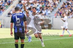 3. Liga; 1. FC Saarbrücken - FC Ingolstadt 04 - 2:3 Tor Jubel Treffer Lukas Fröde (34, FCI) mit Mladen Cvjetinovic (19, FCI)