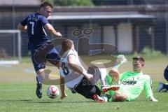 Kreisklasse - Saison 2024/25- TSV Gaimersheim II - TSV Etting  - Alexander Thielmann blau Etting - Christoph Katzenbogen weiss Gaimersheim - Filip Festner Torwart Etting - Foto: Meyer Jürgen