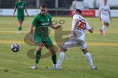 Landesliga - Saison 2024/25 - SV Manching - SV Cosmos Aystetten - Fabian Neumayer (Nr.9 - SV Manching) - Nikolas Brummer weiss Aystetten - Foto: Meyer Jürgen