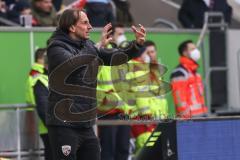 2.BL; Fortuna Düsseldorf - FC Ingolstadt 04; an der Seitenlinie, Spielerbank Cheftrainer Rüdiger Rehm (FCI)