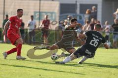 Toto - Pokal - Saison 2024/25 - TSV Lohr - FC Ingolstadt 04 - Deniz Zeitler (Nr.38 - FCI) - Torwart Andreas Jetzlaff (Nr.26 - TSV Lohr) - Foto: Meyer Jürgen