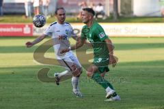 Landesliga - Saison 2024/25 - SV Manching - SV Cosmos Aystetten - Fabian Neumayer (Nr.9 - SV Manching) - Nikolas Brummer weiss Aystetten - Foto: Meyer Jürgen