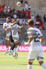 3. Liga; 1. FC Saarbrücken - FC Ingolstadt 04 - Zweikampf Kampf um den Ball Kopfball Lukas Fröde (34, FCI) Ryan Malone (16, FCI)