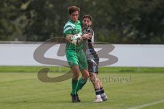 Bezirksliga - Saison 2025/26 - TSV Ober./Unterhaunstadt - SVA Palzing - Atem Husejnovic  (Nr.9 - TSV Ober-/Unterh.stadt) - Marcel Radlmaier grün Palzing - Foto: Meyer Jürgen