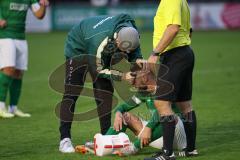 2023_10_21 - Kreisliga - Saison 2023/24 - FC Gerolfing - FC Fatih Ingolstadt - Christian Träsch grün Gerolfing - verletzt am Boden - Foto: Meyer Jürgen